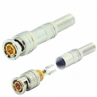 Conector Bnc de Compresso Com Mola e Pino Dourado Exbom - 5 Unidades