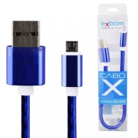 Cabo X Micro USB V8 Revestido Fast Charge 30 cm - Azul