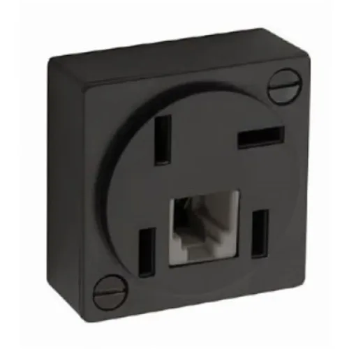 Tomada para Telefone - Padr�o Modular 4 Vias - F�mea - RJ11 - Preto
