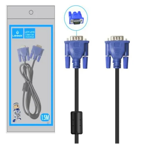 Cabo de Video VGA 1.5 Metros Resistente Para PC Monitor Projetor LEHMOX - LEY-215