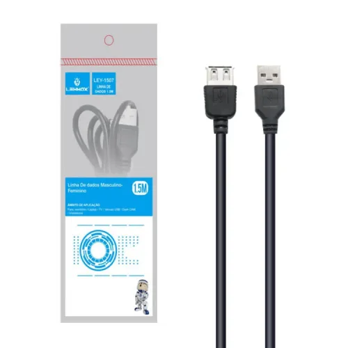 Cabo Extensor Usb A Macho para Usb A F�mea 1,5 Metros Lehmox - LEY-1507