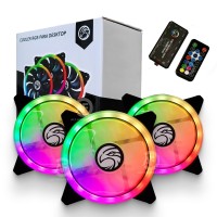 Kit 3 Fans Cooler Gamer Pro Led Duplo ARGB 120mm Ventoinha CPU
