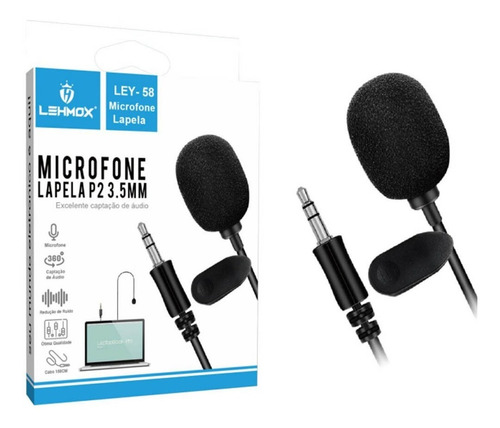 Microfone De Lapela Entrada P2 3.5mm Lehmox - Ley-58