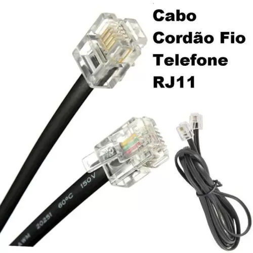 Cabo para Telefone - Padro RJ 11 - Preto - 1,8 Metros