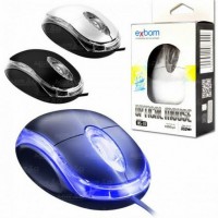 Mouse Optico USB 1000DPI LED Azul Exbom - MS-10