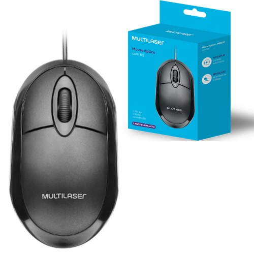 Mouse Multilaser Classic Box ptico Full Black USB - MO300